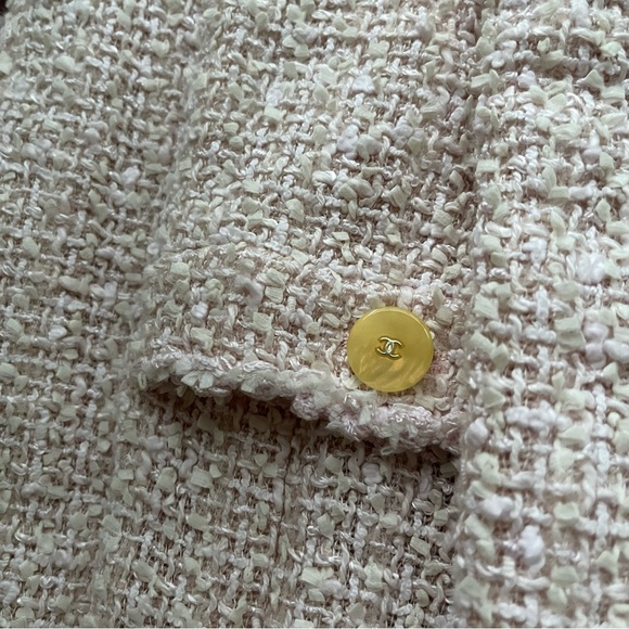 ❌SOLD❌ CHANEL 1999 SS Vintage Pink Beige Tweed Jacket CC Logo FR44 Large L Auth - Picture 8 of 17